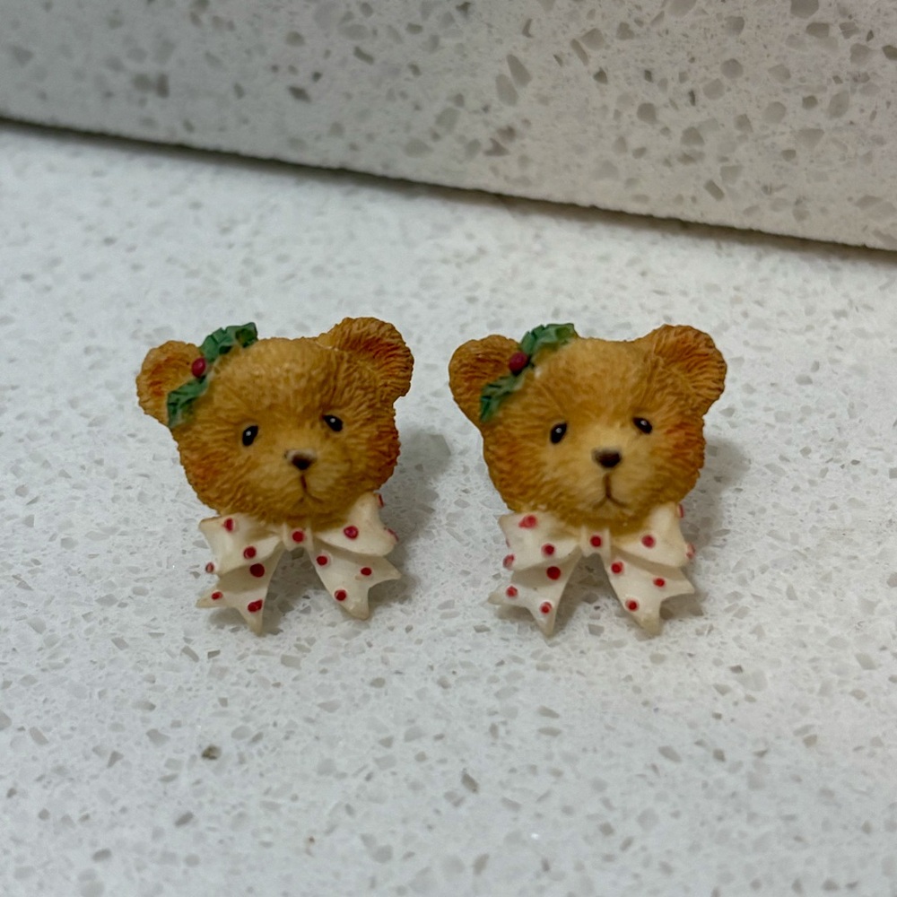 Vintage Cherished Teddies Earrings 1995